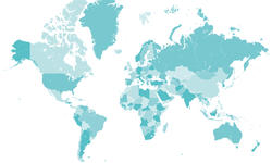 Welt Karte blau mit Länder Grenzen Vektor Grafik