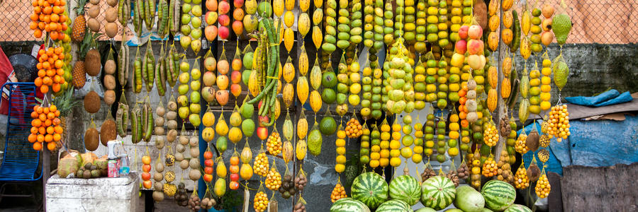 Amazonic traditional fruits on road shop